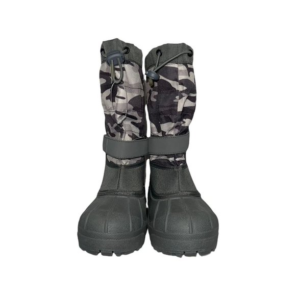 Columbia Gray Camouflage Camo Insulated Snow Ski Winter Boots Boys 5 Barely Worn - Picture 2 of 10